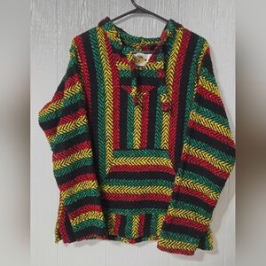 Earth Rags Baja Hoodie Festival Rug Rasta Jamaica Sz Large